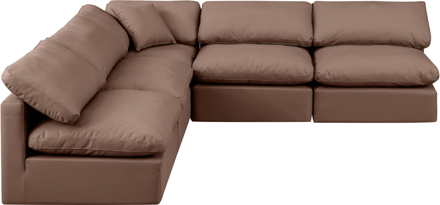 Indulge - Faux Leather 5 Piece Modular Corner Armless Sectional