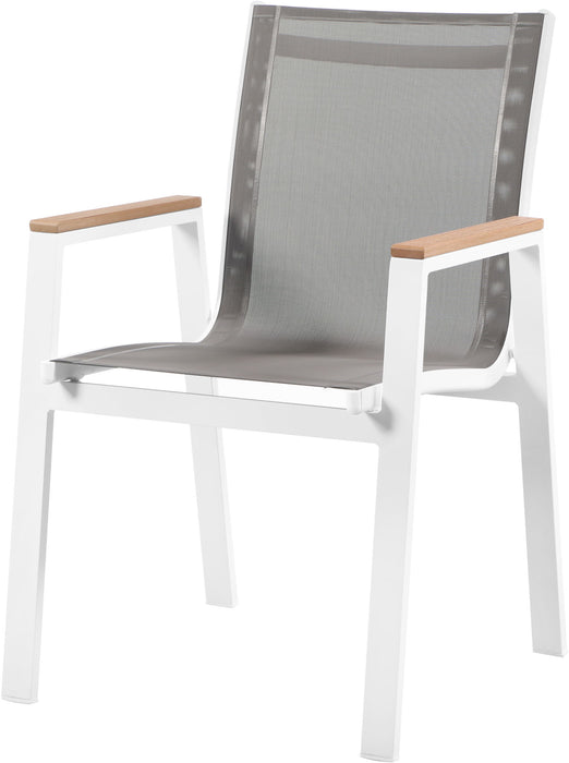 Nizuc - Outdoor Patio Dining Arm Chair With White Frame And Natural Arms (Set of 2)