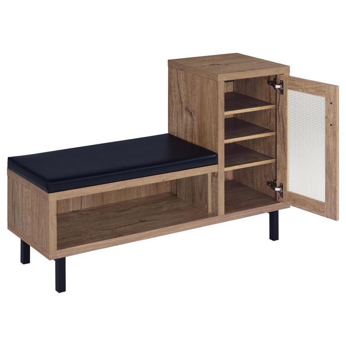 Teller - 1-Door Entryway Shoe Storage Bench - Natural Oak