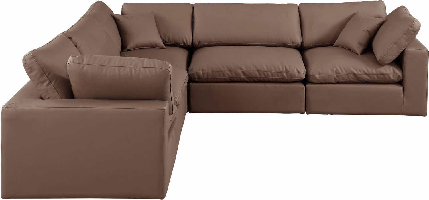 Comfy - 5 Piece Faux Leather Modular Corner Sectional