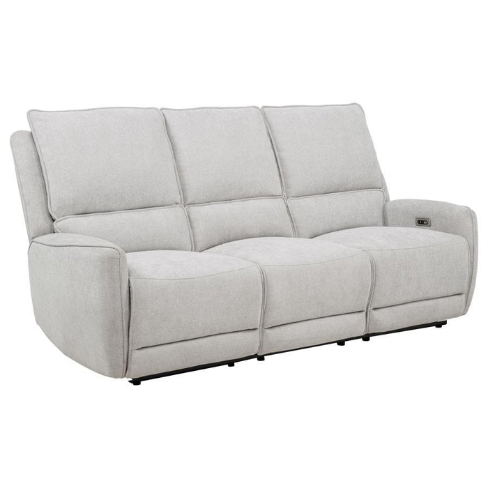 Sylmar - Chenille Upholstered Power Reclining Sofa - Dove Gray