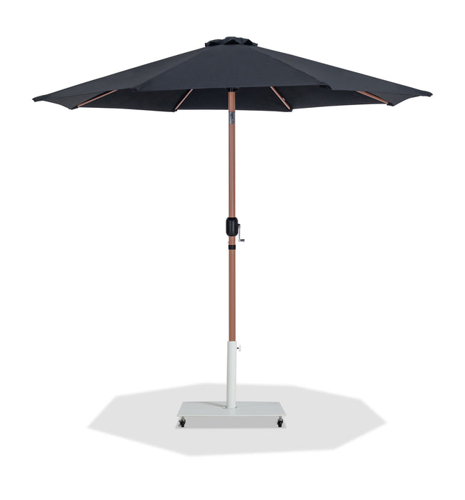 Fiji - Aluminum Patio Umbrella With Square White And Teak Base