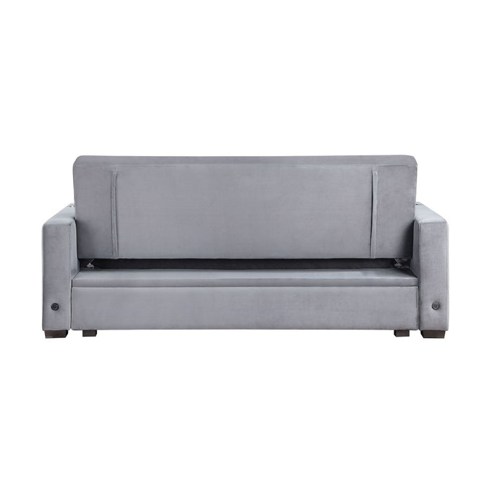 Grady - Convertible Sofa With Hidden Storage, Cup Holders And Charging Ports - Gray
