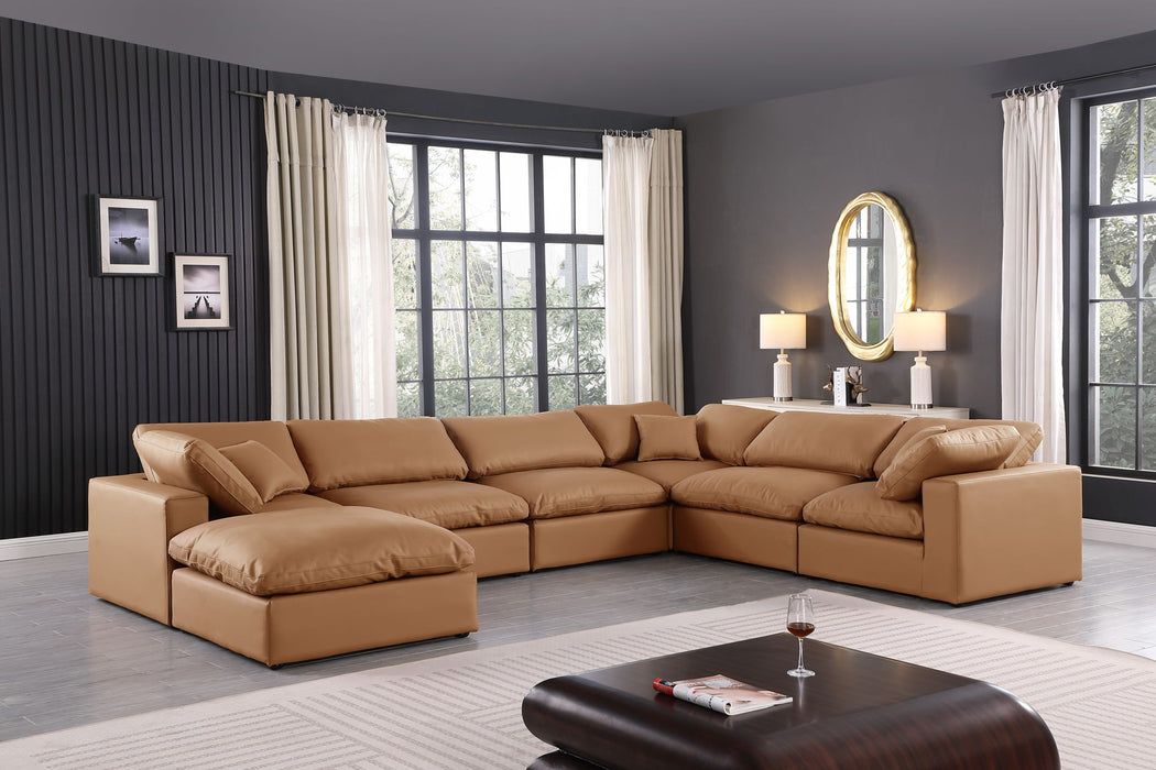 Comfy - 7 Piece Faux Leather Modular Sectional With Chaise