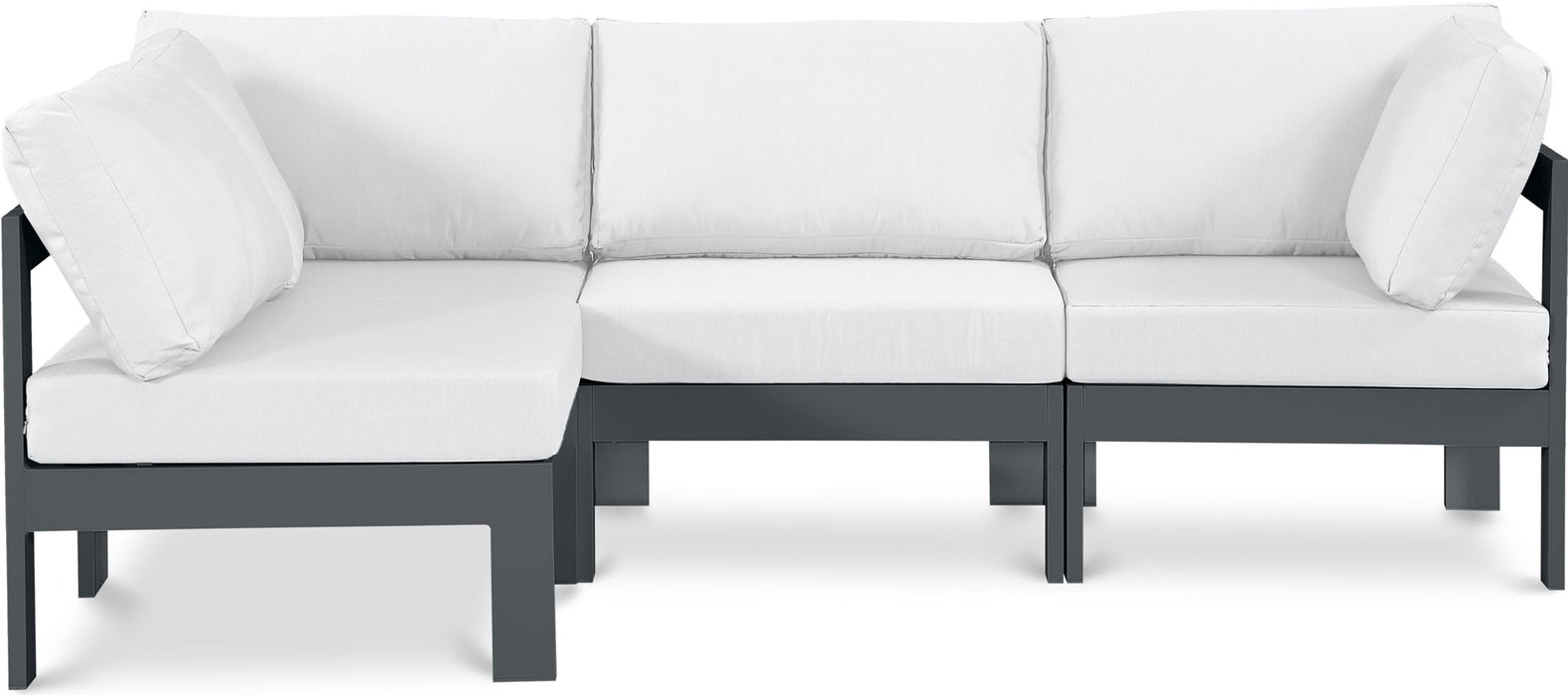 Nizuc - Outdoor Patio 4 Piece Modular Sectional With Gray Frame