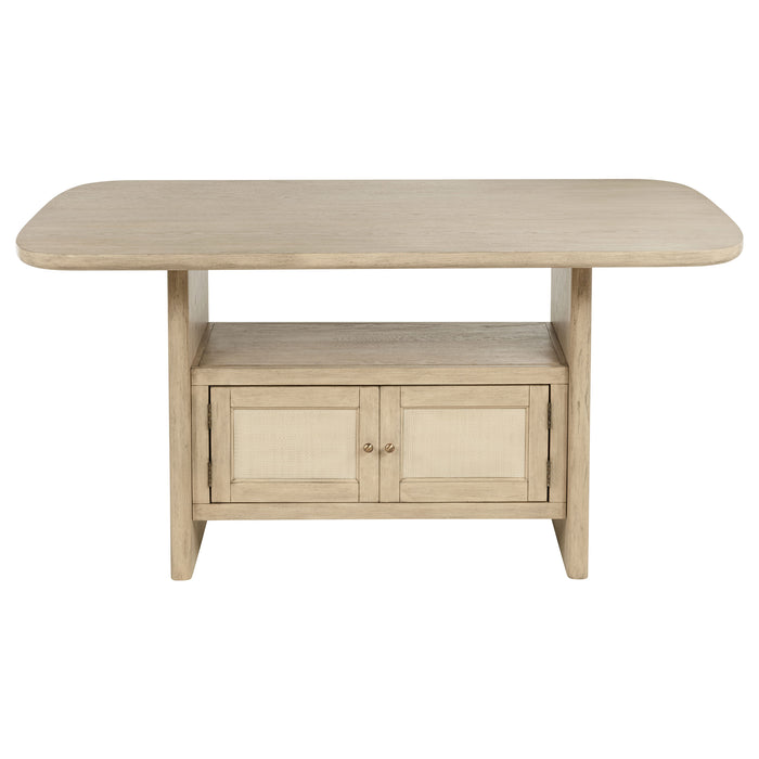 Kailani Cane Counter Height Storage Dining Table Beige Oak