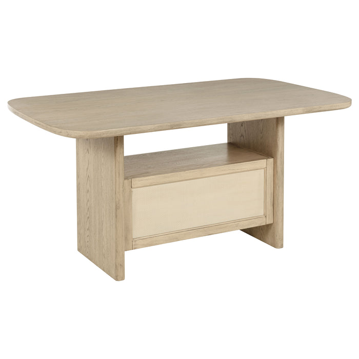 Kailani Cane Counter Height Storage Dining Table Beige Oak