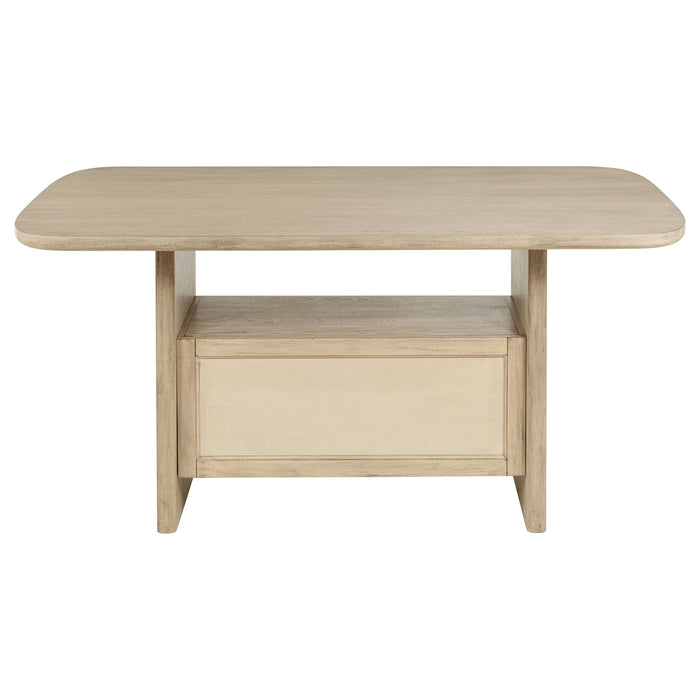 Kailani Cane Counter Height Storage Dining Table Beige Oak