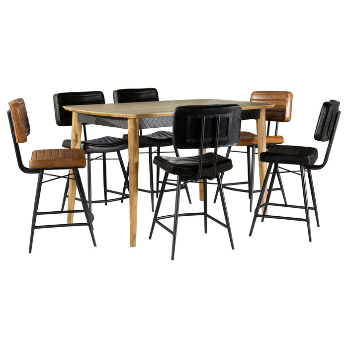 Partridge 7-piece Counter Dining Set Espresso and Camel
