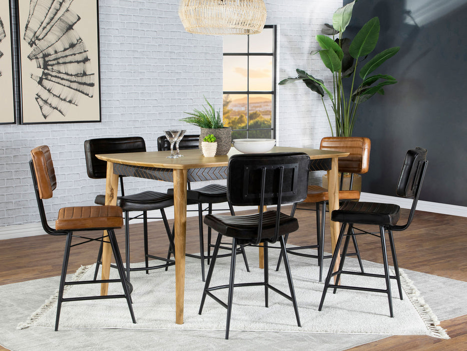 Partridge 7-piece Counter Dining Set Espresso and Camel