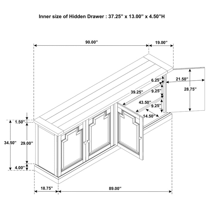 Florence 4-door Dining Sideboard Buffet Cabinet Rustic Honey