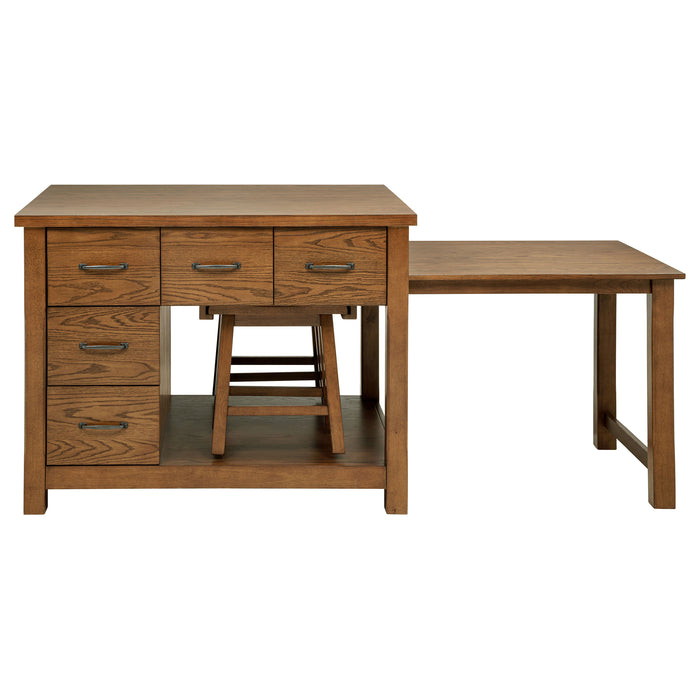 Mayfair 3-piece Kitchen Island with Extension Table Dark Oak
