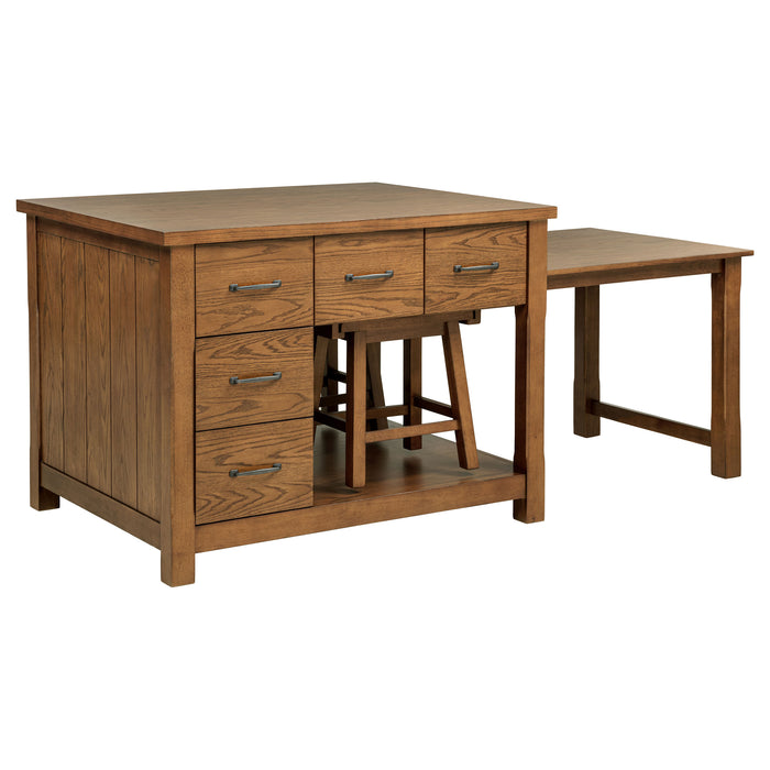 Mayfair 3-piece Kitchen Island with Extension Table Dark Oak