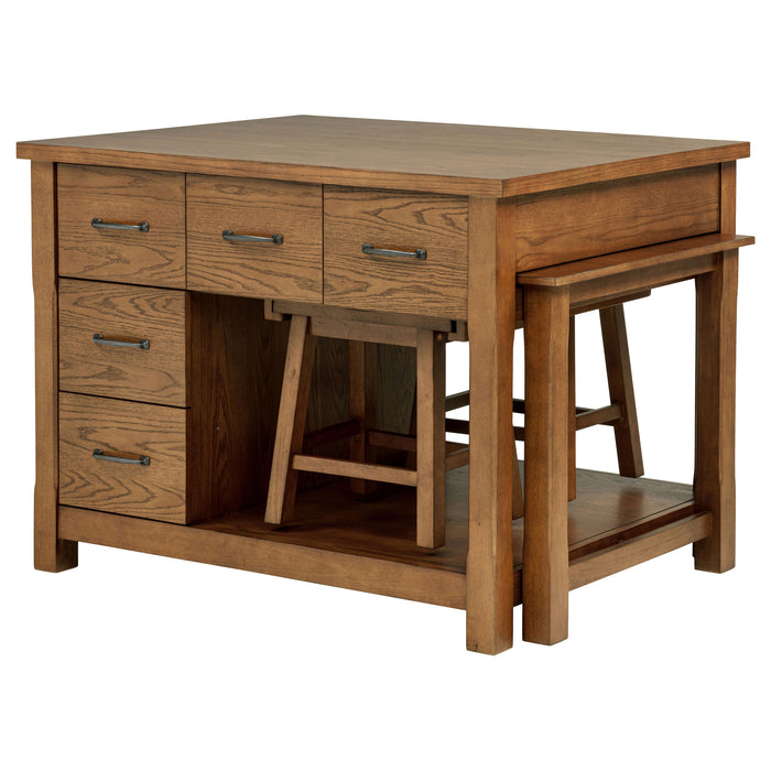 Mayfair 3-piece Kitchen Island with Extension Table Dark Oak