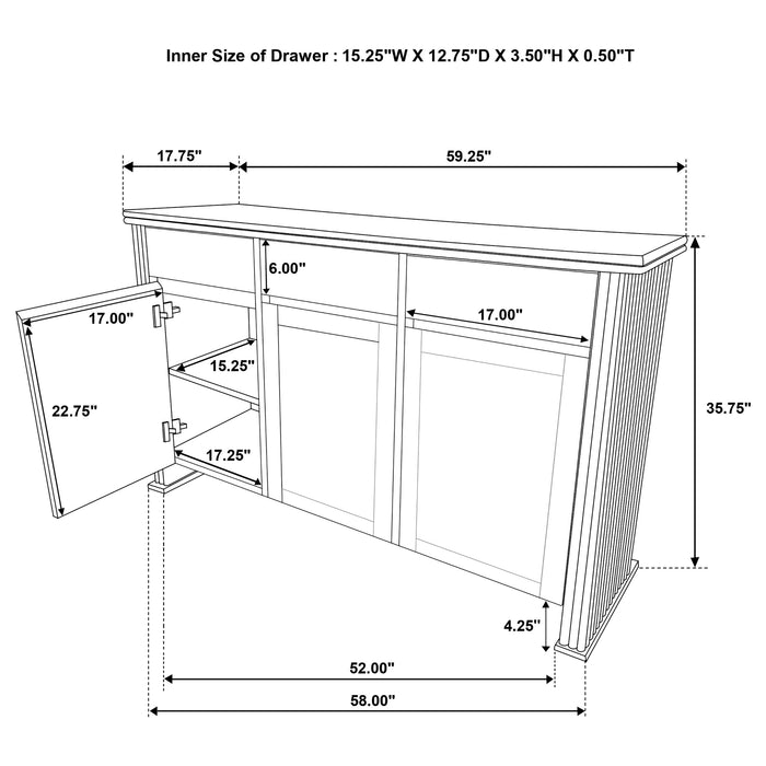 Adina 3-door 59-inch Sideboard Server Distressed Light Brown