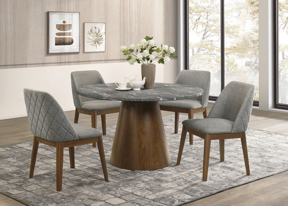 Franklin 5-piece 50-inch Round Dining Table Set Grey and Dark Oak