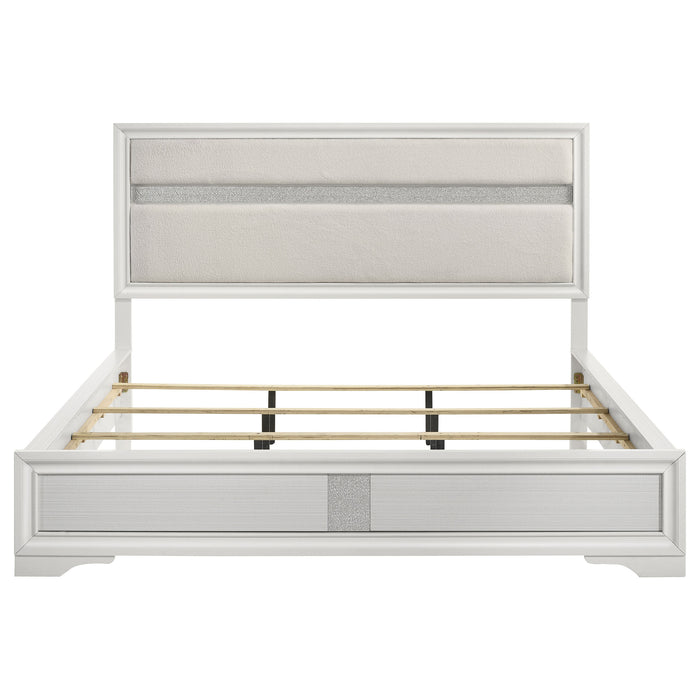 Miranda 54-inch Upholstered California King Panel Bed White