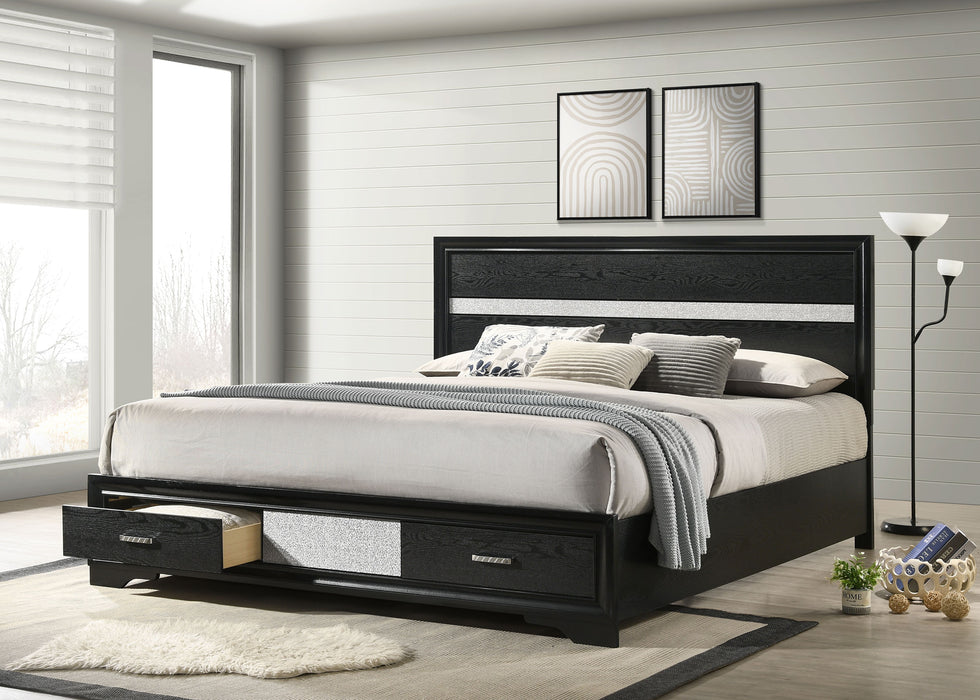 Miranda 51-inch Wood California King Storage Panel Bed Black