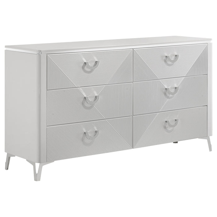 Cassia 4-piece Eastern King LED Bedroom Set White High Gloss