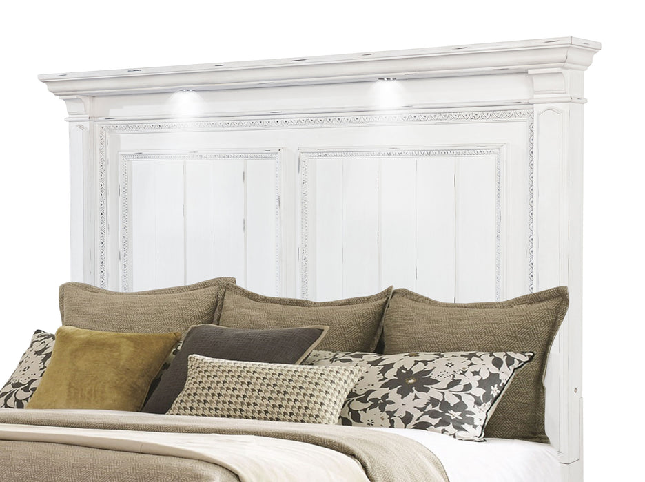 McKinney California King LED Light Panel Bed Vintage White