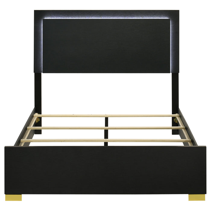 Marceline Wood Queen LED Panel Bed Black