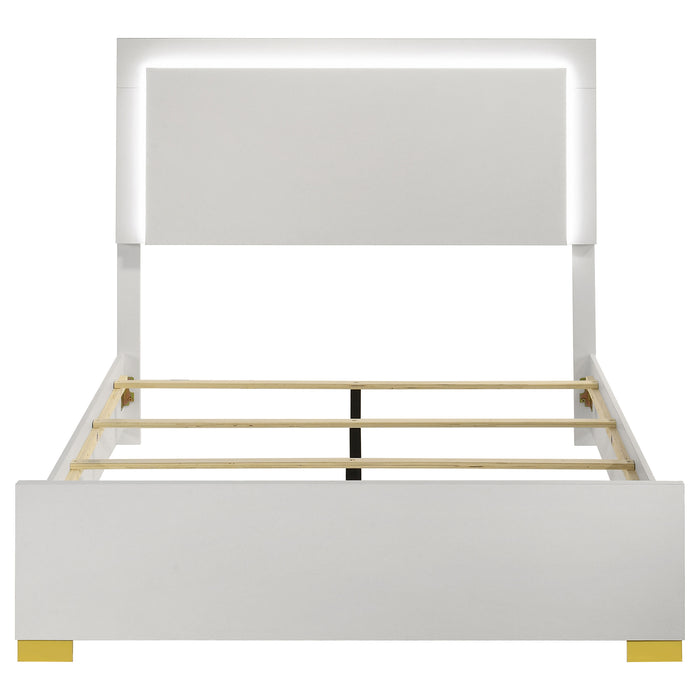 Marceline Wood Full LED Panel Bed White