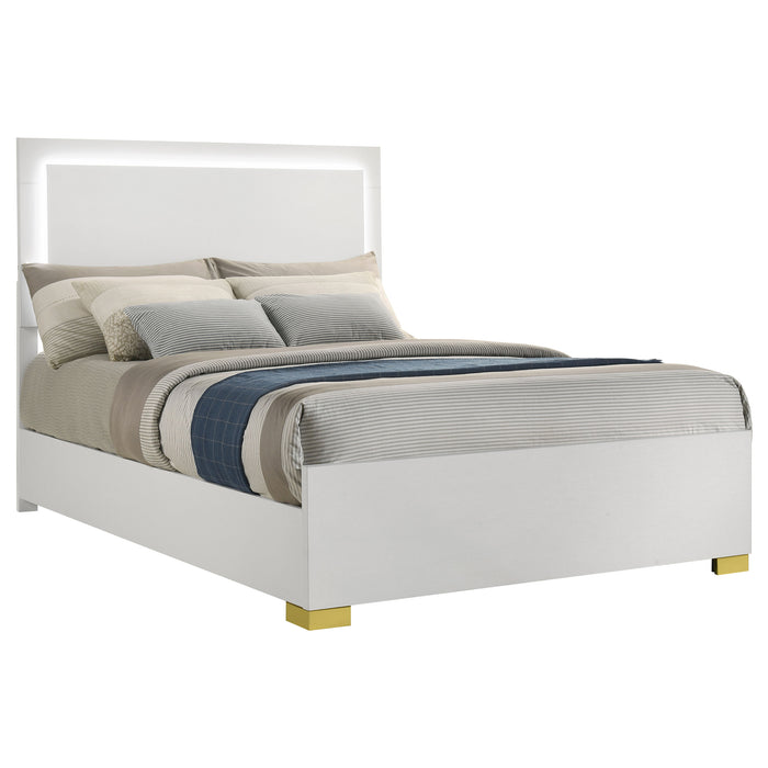 Marceline Wood Full LED Panel Bed White