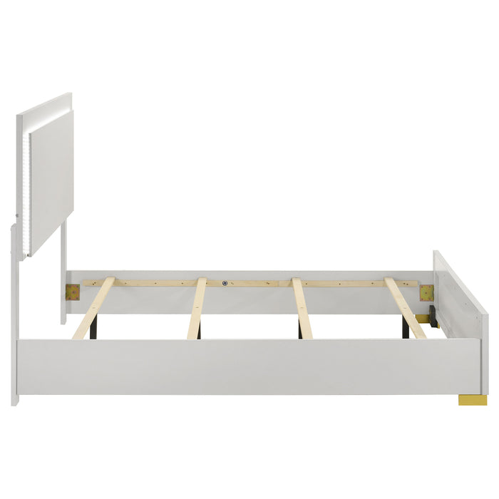 Marceline Wood Full LED Panel Bed White