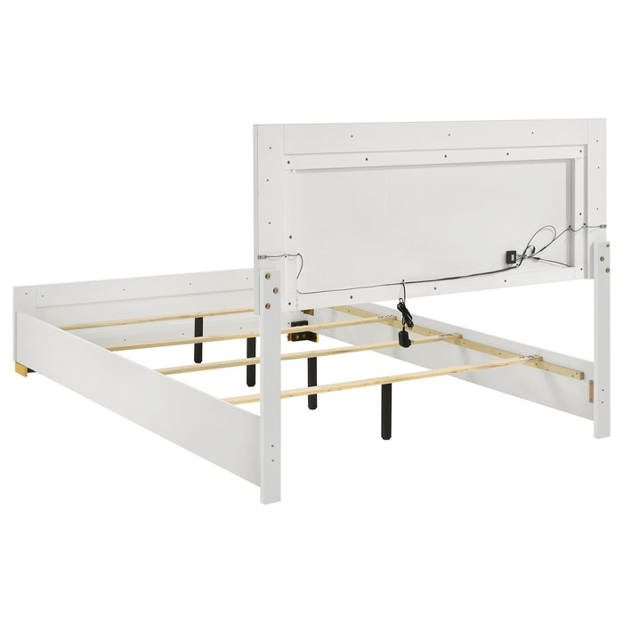 Marceline Wood Queen LED Panel Bed White
