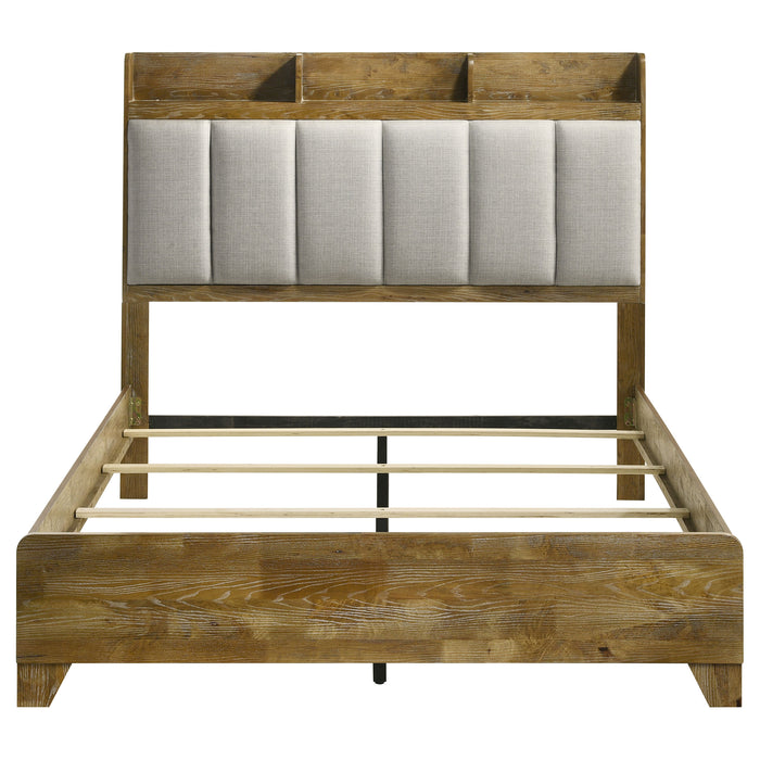 Henderson 57-inch Queen Bookcase Panel Bed Medium Oak