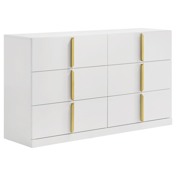 Ines 4-piece Queen Bedroom Set Navy and White High Gloss