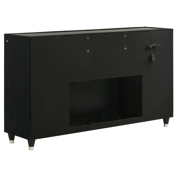 Lorient 8-drawer LED Bedroom Flame Box Dresser Black