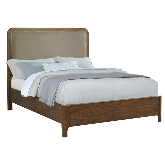 Maderia 57-inch Upholstered Queen Panel Bed Walnut