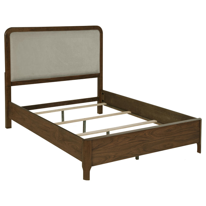 Maderia 57-inch Upholstered Queen Panel Bed Walnut