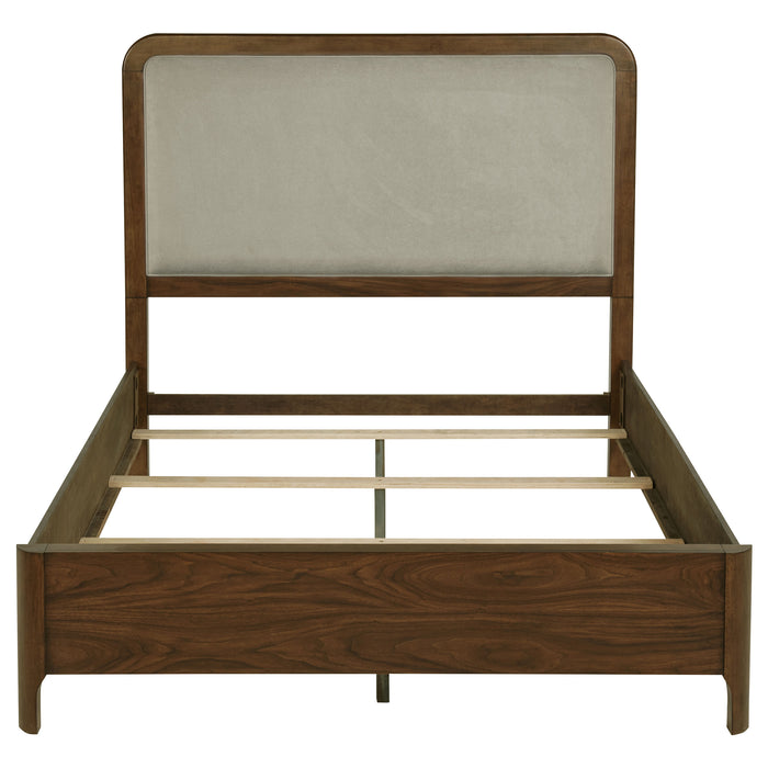 Maderia 57-inch Upholstered Queen Panel Bed Walnut