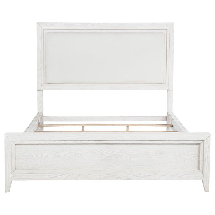 Marielle California King Panel Upholstered Bed Distressed White