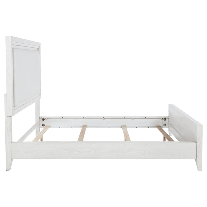 Marielle California King Panel Upholstered Bed Distressed White