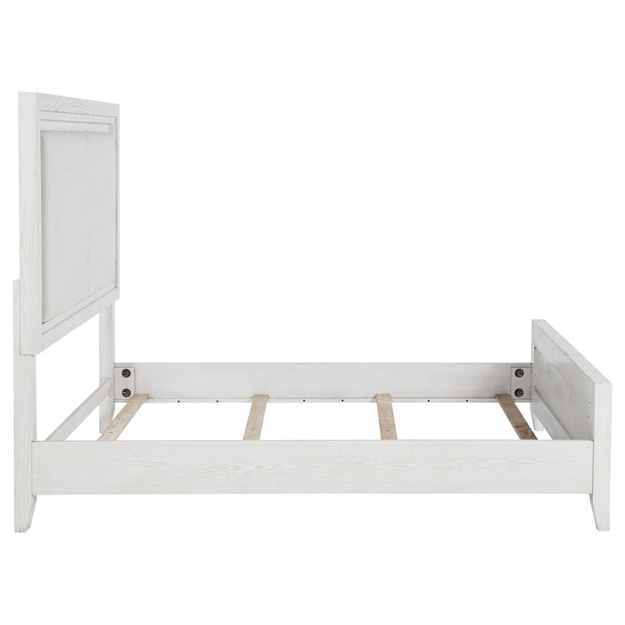 Marielle Queen Upholstered Panel Bed Distressed White