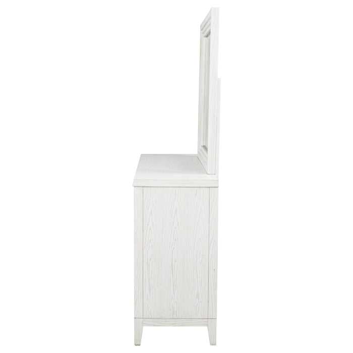 Marielle 6-drawer Dresser with Mirror Distressed White