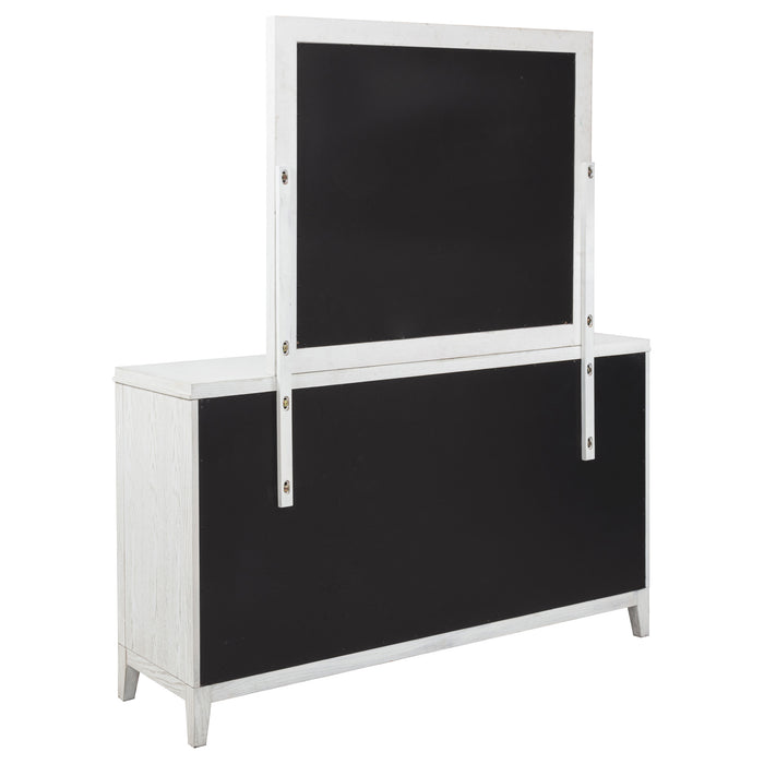 Marielle 6-drawer Dresser with Mirror Distressed White