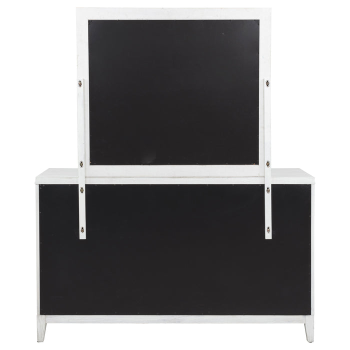 Marielle 6-drawer Dresser with Mirror Distressed White