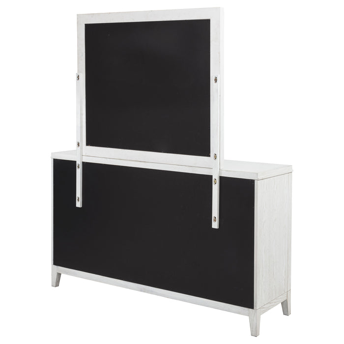 Marielle 6-drawer Dresser with Mirror Distressed White