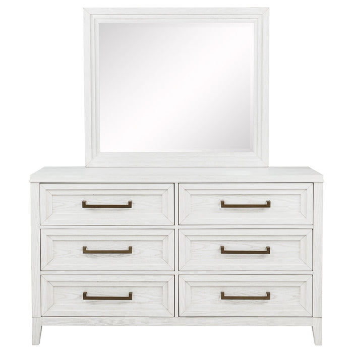 Marielle 6-drawer Dresser with Mirror Distressed White