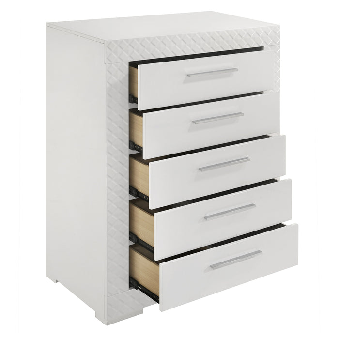 Ives 5-drawer Bedroom Chest of Drawers White High Gloss