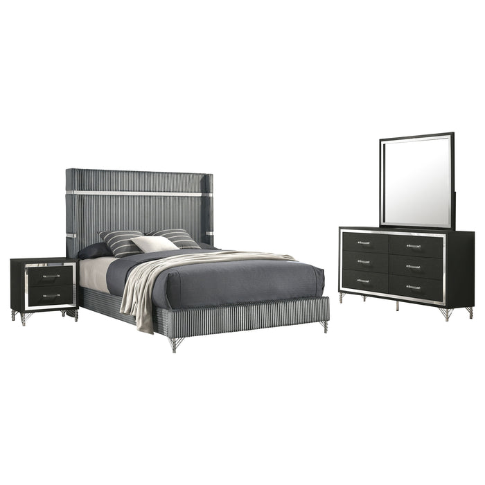 Lucia 4-piece Eastern King Bedroom Set Grey and Black
