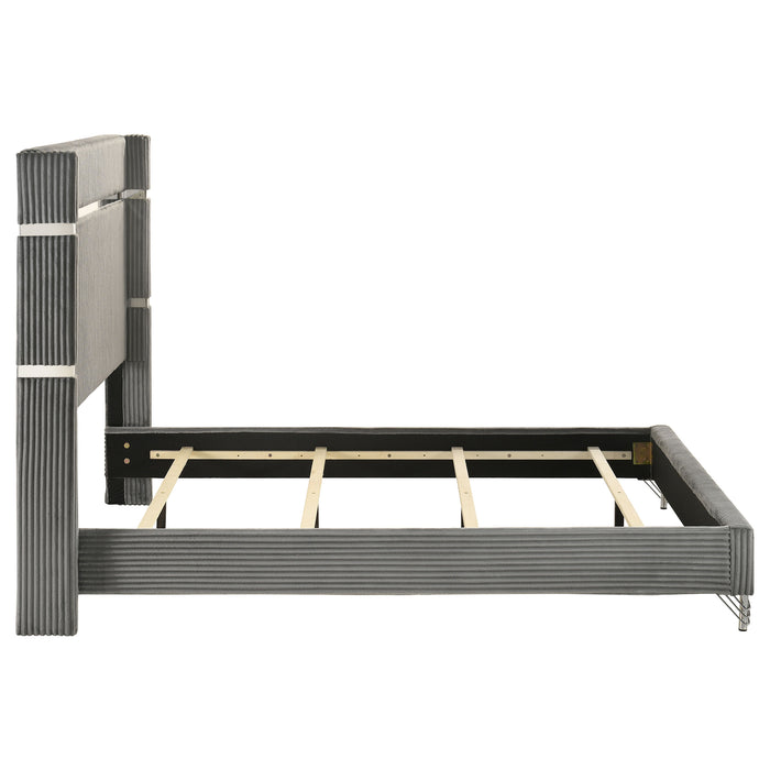 Lucia 61-inch Upholstered Queen Wingback Bed Grey