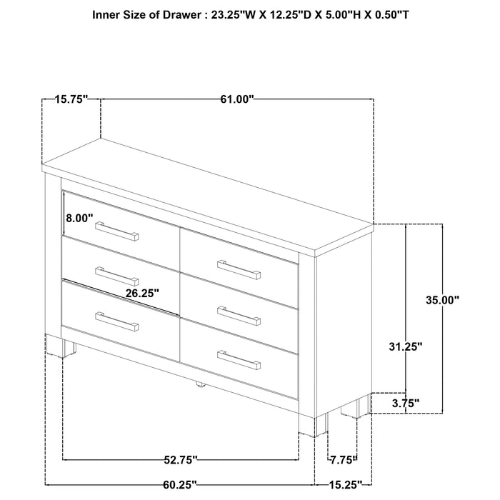 Oakglen 6-drawer Bedroom Dresser Weathered Oak