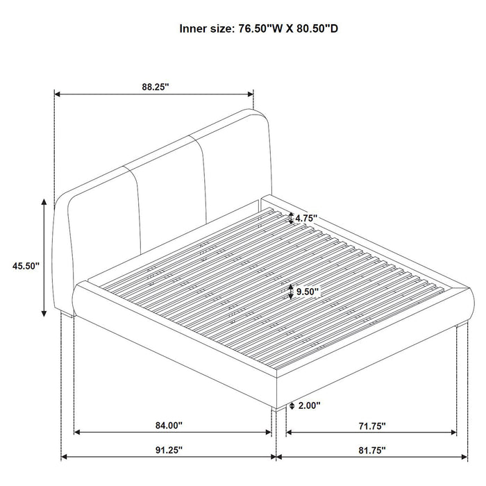 Mokena 46-inch Upholstered Eastern King Platform Bed Taupe