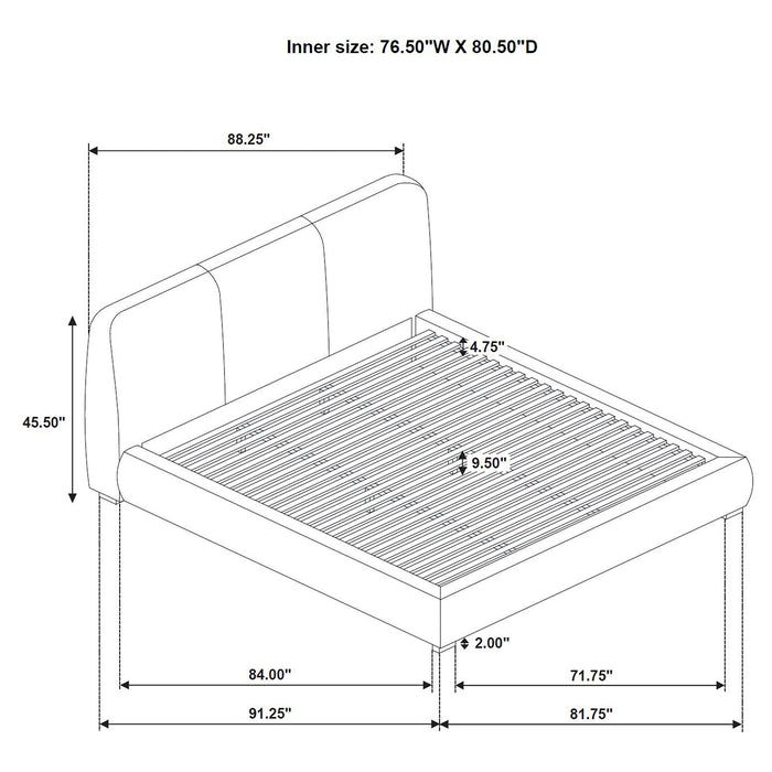 Mokena 46-inch Upholstered Eastern King Platform Bed Brown