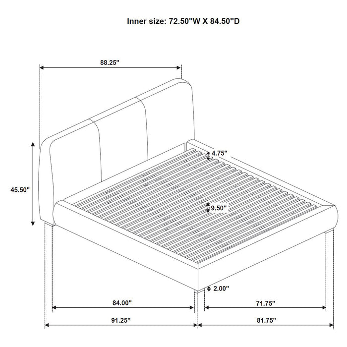 Mokena 46-inch Upholstered California King Platform Bed Brown